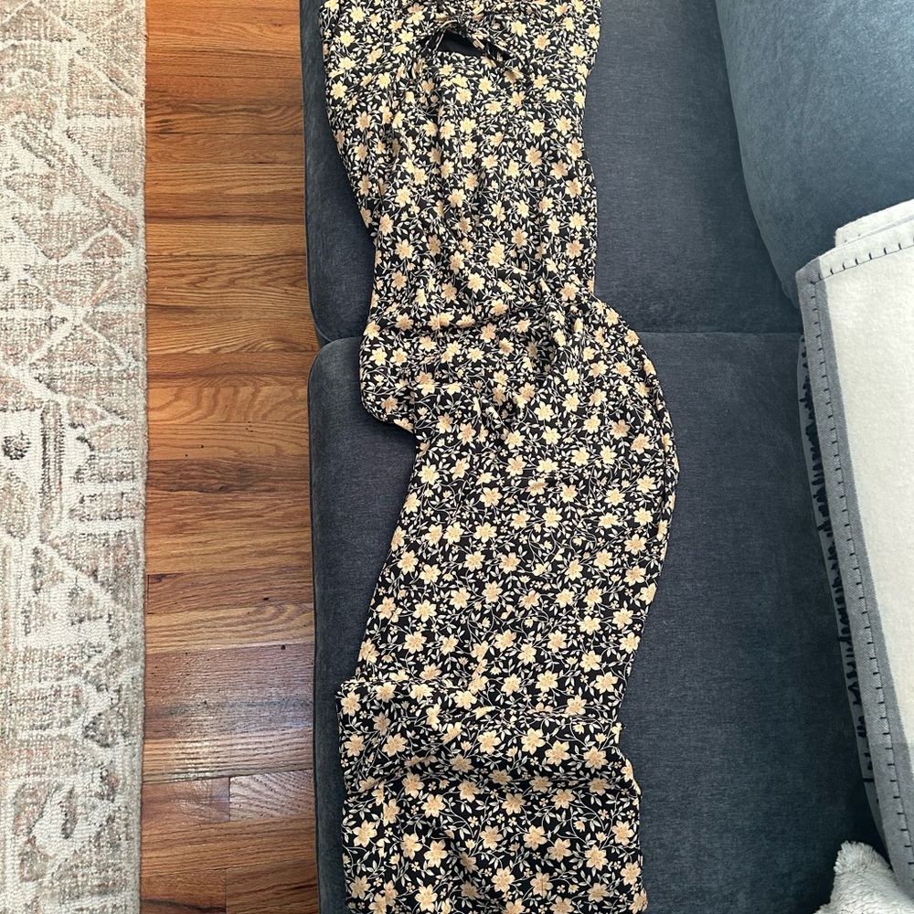 Lulu's Black and Gold Floral Dress